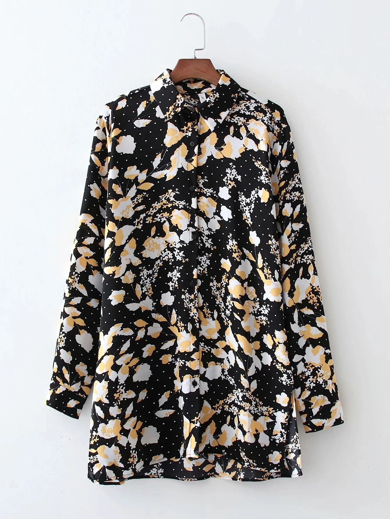 

Floral Butterfly Print Button Through Oversized Blouse Longline Tunic Plus Top T-Shirt