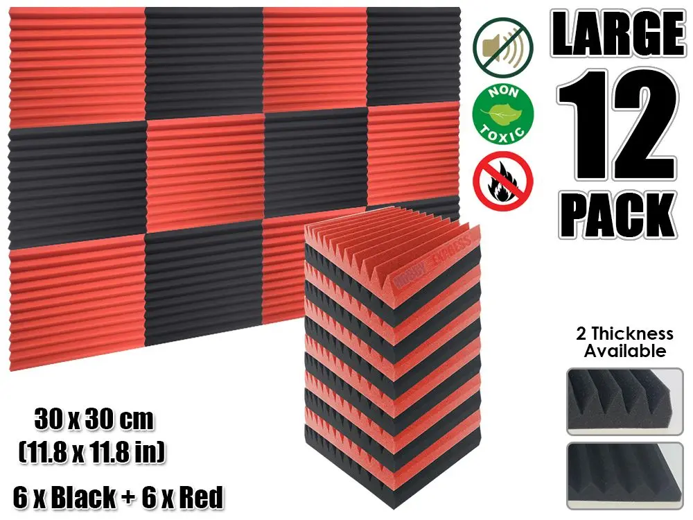 12 pcs Red and Black Arrowzoom мульти-Клин 12T акустическая студия пена плитка Звукопоглощающая Панель 30x30 см(11,8x11,") цвет Combi KK1167 - Цвет: 12 pcs Red and Black