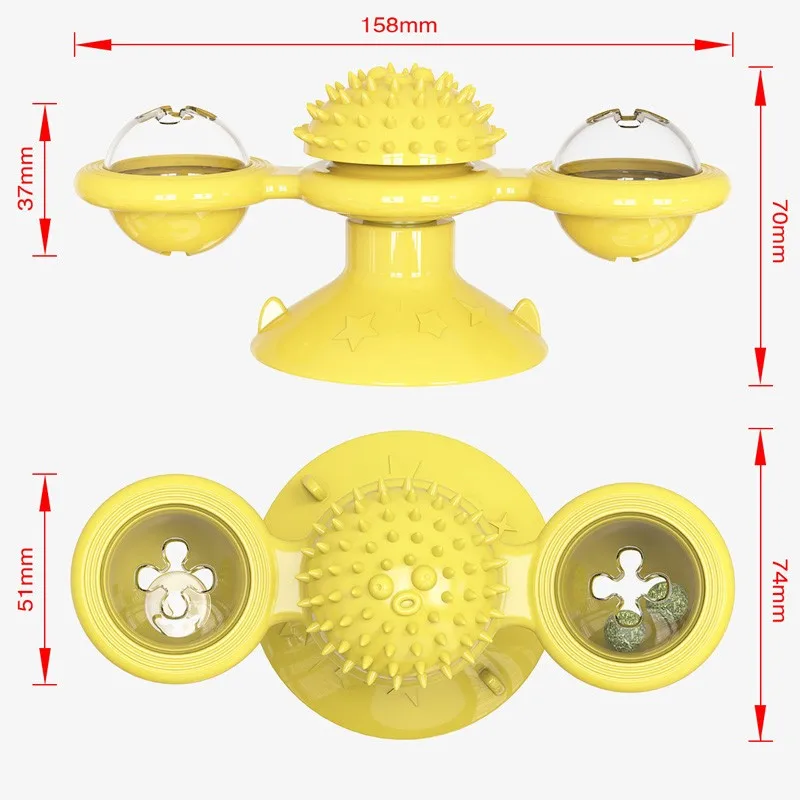 

2020 Windmill Cat Toy Turntable with Suction Cup Cat Toys Interactive with Catnip Cat Scratcher Toys for Cats Pet Supplies