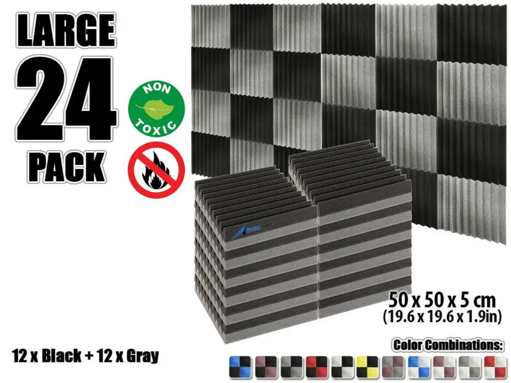 Black and Gray Arrowzoom 24 шт. 19," x 19,6" x 1," Цветная комбинация клиновая плитка студия Звукопоглощающая Панель акустическая обработка пены - Цвет: Black and Gray