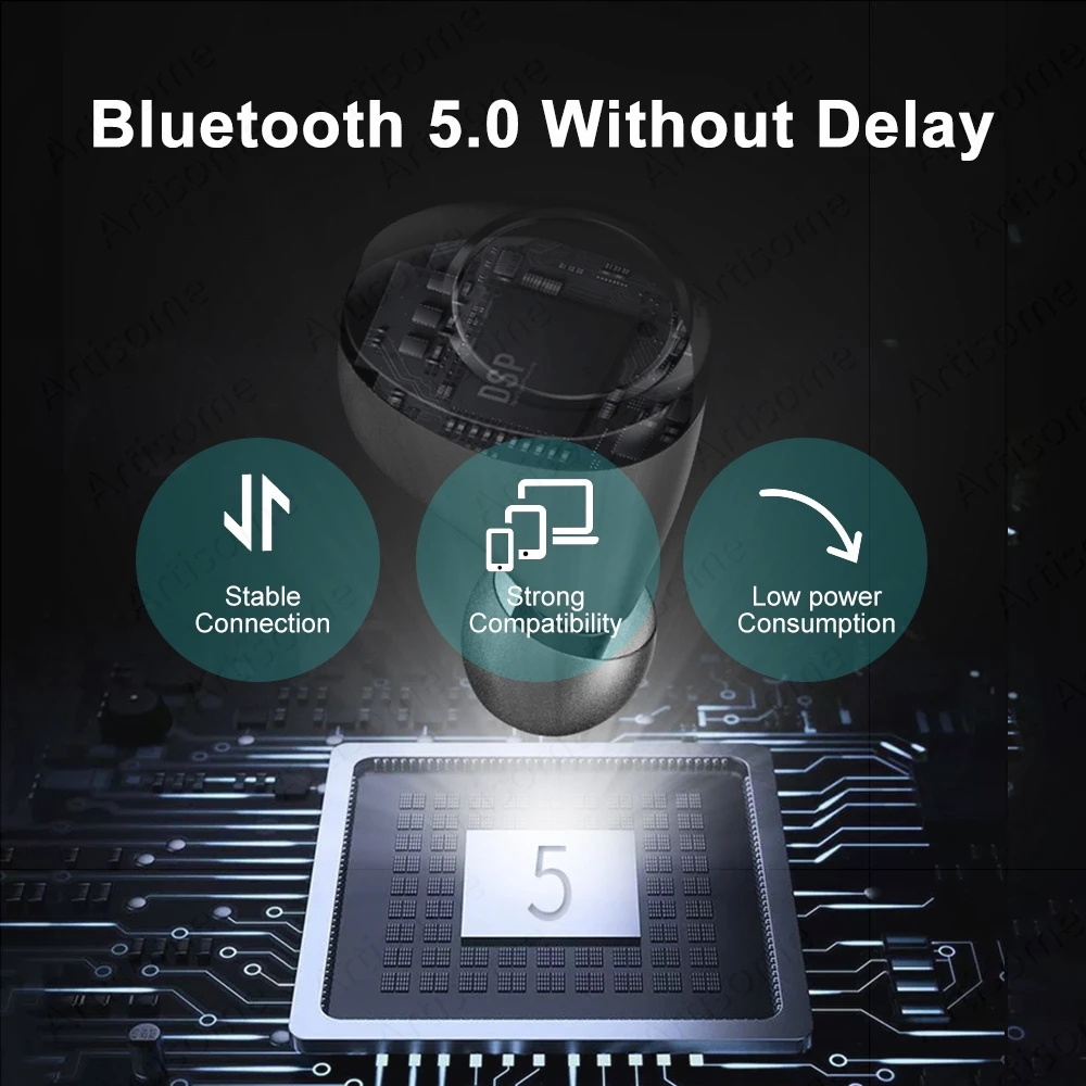 Беспроводные наушники Bluetooth стерео водонепроницаемые 5000 мАч зарядная коробка с