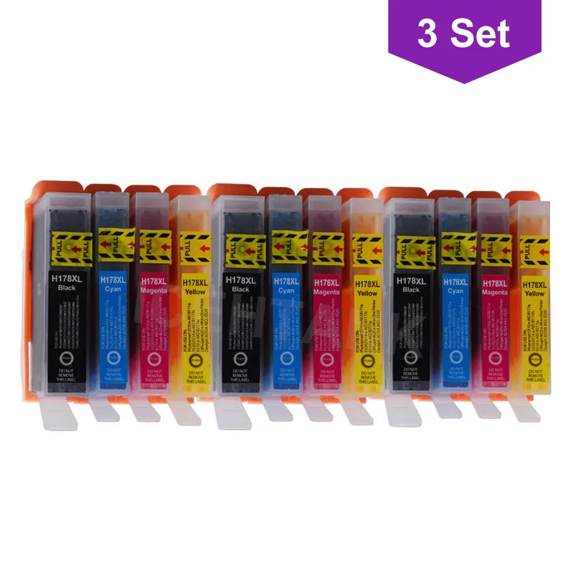178XL 3Set ICEHTANK Совместимый картридж для hp 178 XL для hp 178 Photosmart 5510 5515 6510 7510 B109a B110a 3070a принтер - Color: 178XL 3Set
