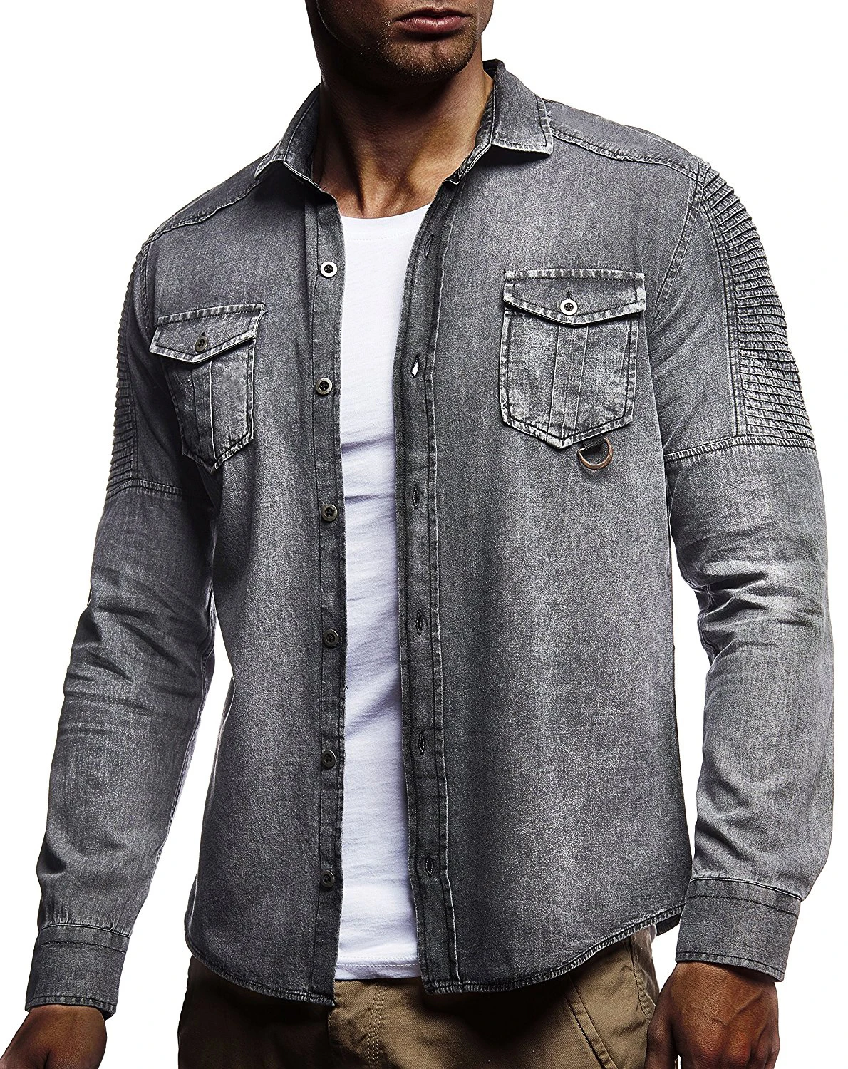 Men's Shirt Long Sleeve Denim Shirt Hawaiian Social Button Up Cardigan Blouses Wholesale Single Breasted Turn-down Collar Broad
