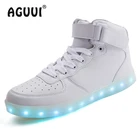 Обувь со светодиодной подсветкой Для мужчин Мода зарядка через USB светящиеся кроссовки унисекс 7 Красочные стетящиеся волосы танцевальная Туфли без каблуков Для женщин Для мужчин светящиеся туфли размеры: 3546