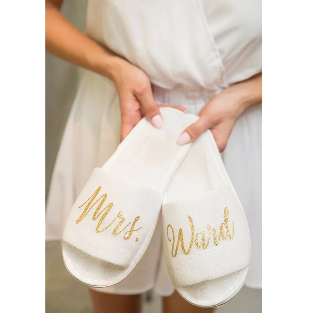 

2 Pairs Customized Bride's Tribe Spa Slippers, Wedding Slippers, Bridal shower Gift- Bachelorette Party Gift- Father's Day Gift