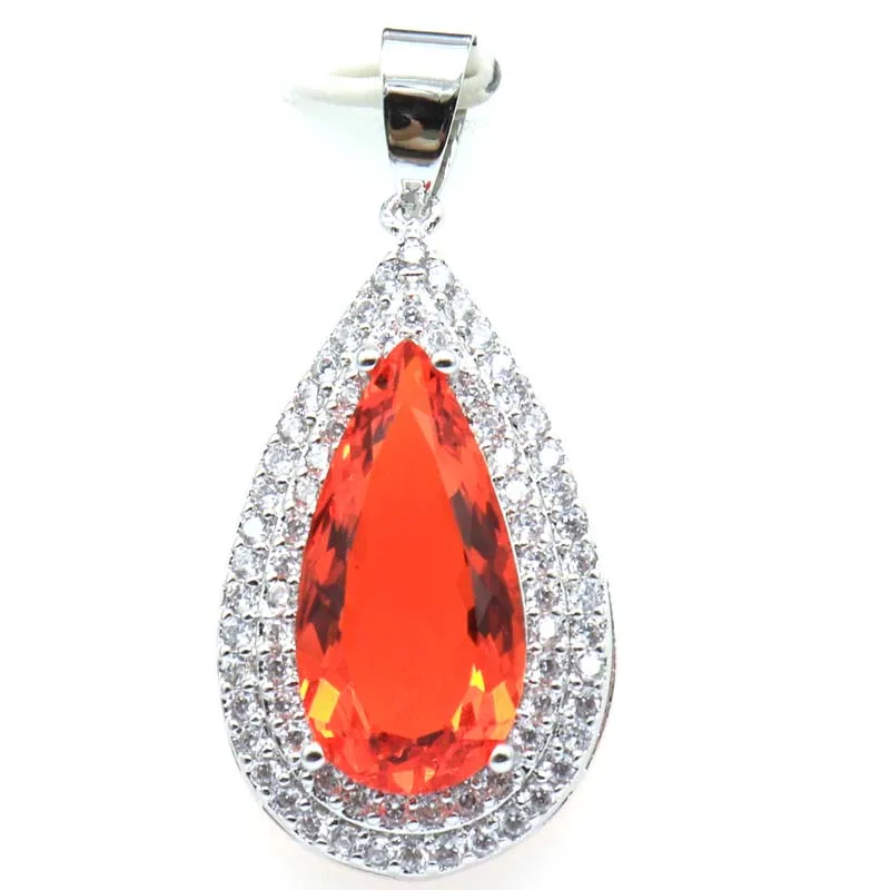 46x18 мм ювелирный набор юбилей создан падение Форма оранжевый Спессартин Гранат CZ