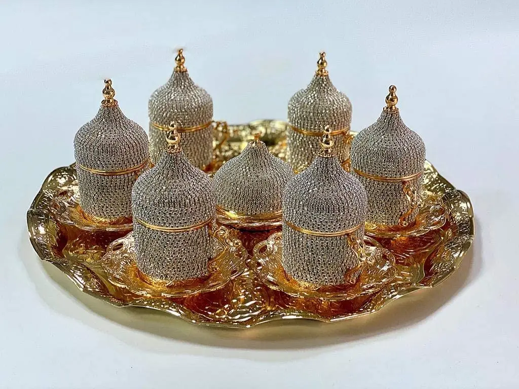 

Великолепный Подарочный медный сервиз для турецкого кофе эспрессо ручной работы, чашка с кристаллом Swarovski