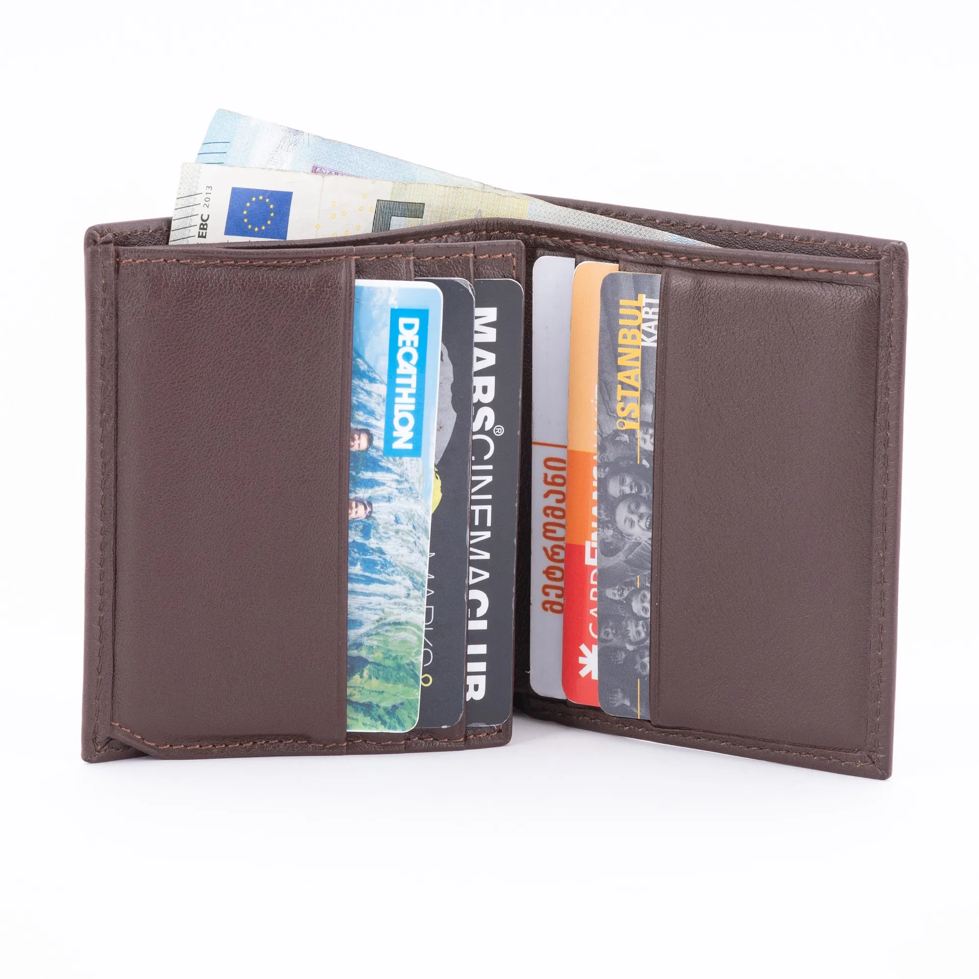 

100% Genuine Turkish Leather Cow Leather ID Card Holder Candy Color Bank Credit Card Gift Box Multi Slot Slim Card Case