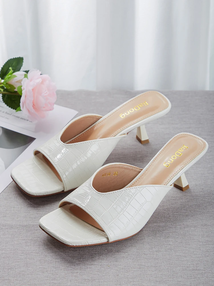

Jiadong Shoes 2022 High Heels Shoes Women Wedding Shoes Ladies Stiletto Women Heels Black Aprigot White Square Mouth Shoes