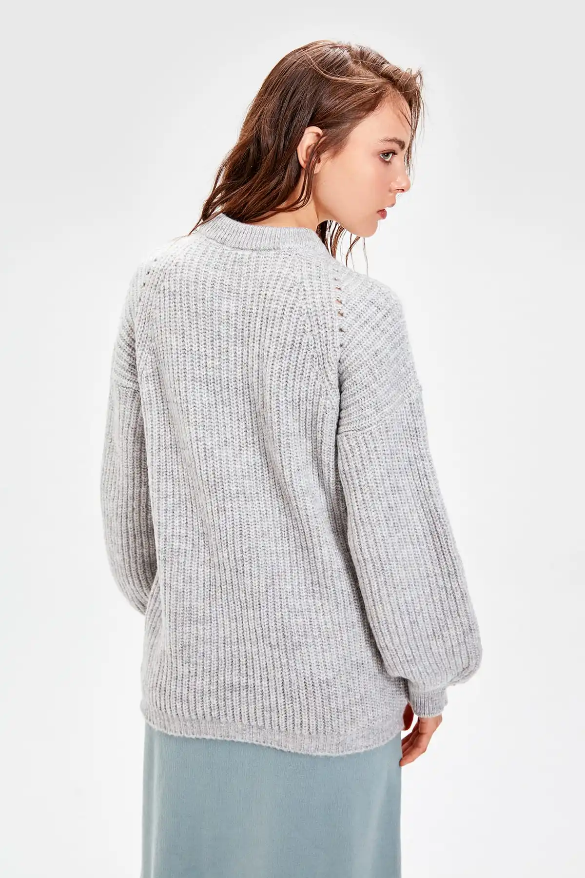 Женский свитер TWOAW20FH0013 серый сетчатый свитер| |