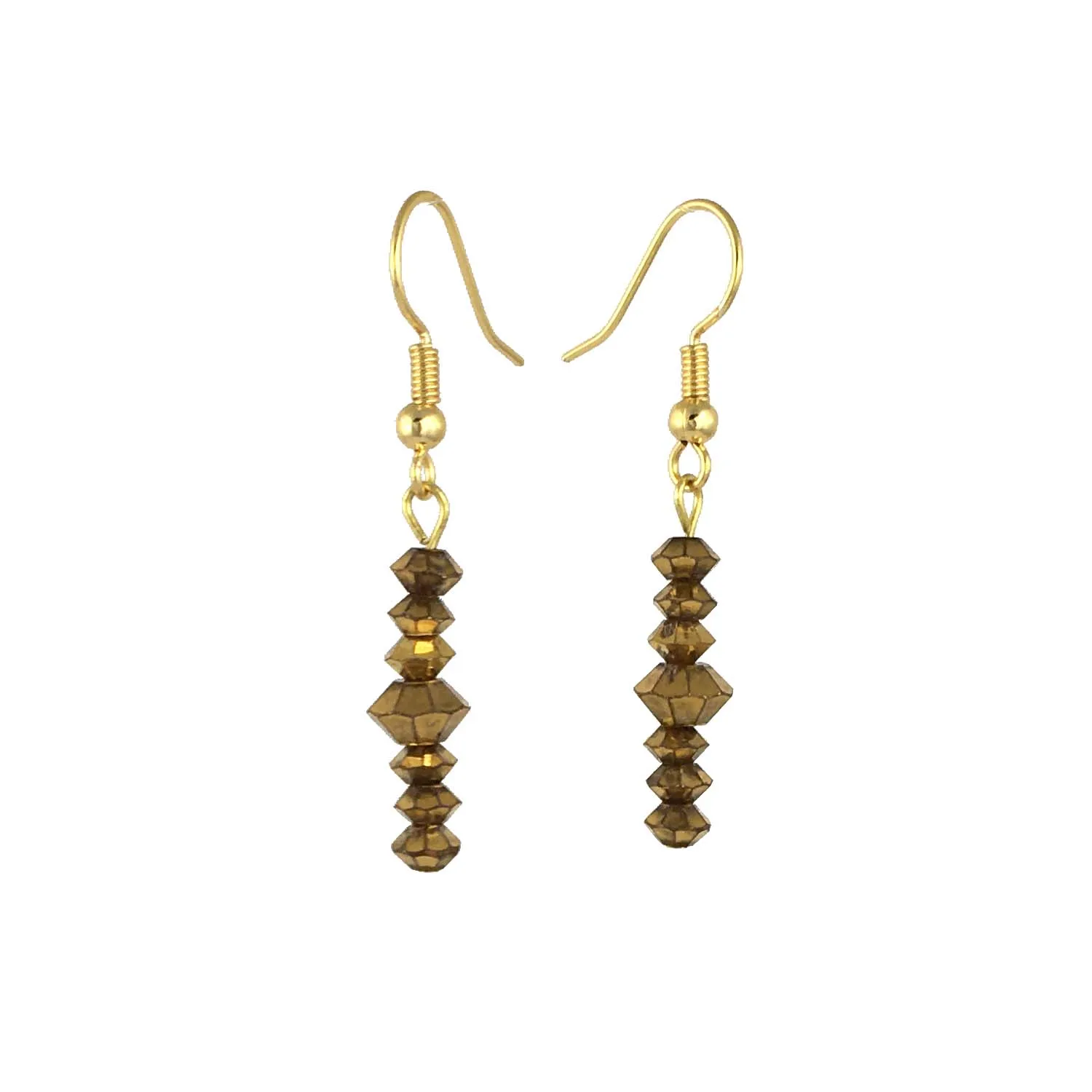 

Earring Dangle And Drop 24k Gold Painted Glass Beaded Handmade Woman Fashion Jewelry Made In Turkey