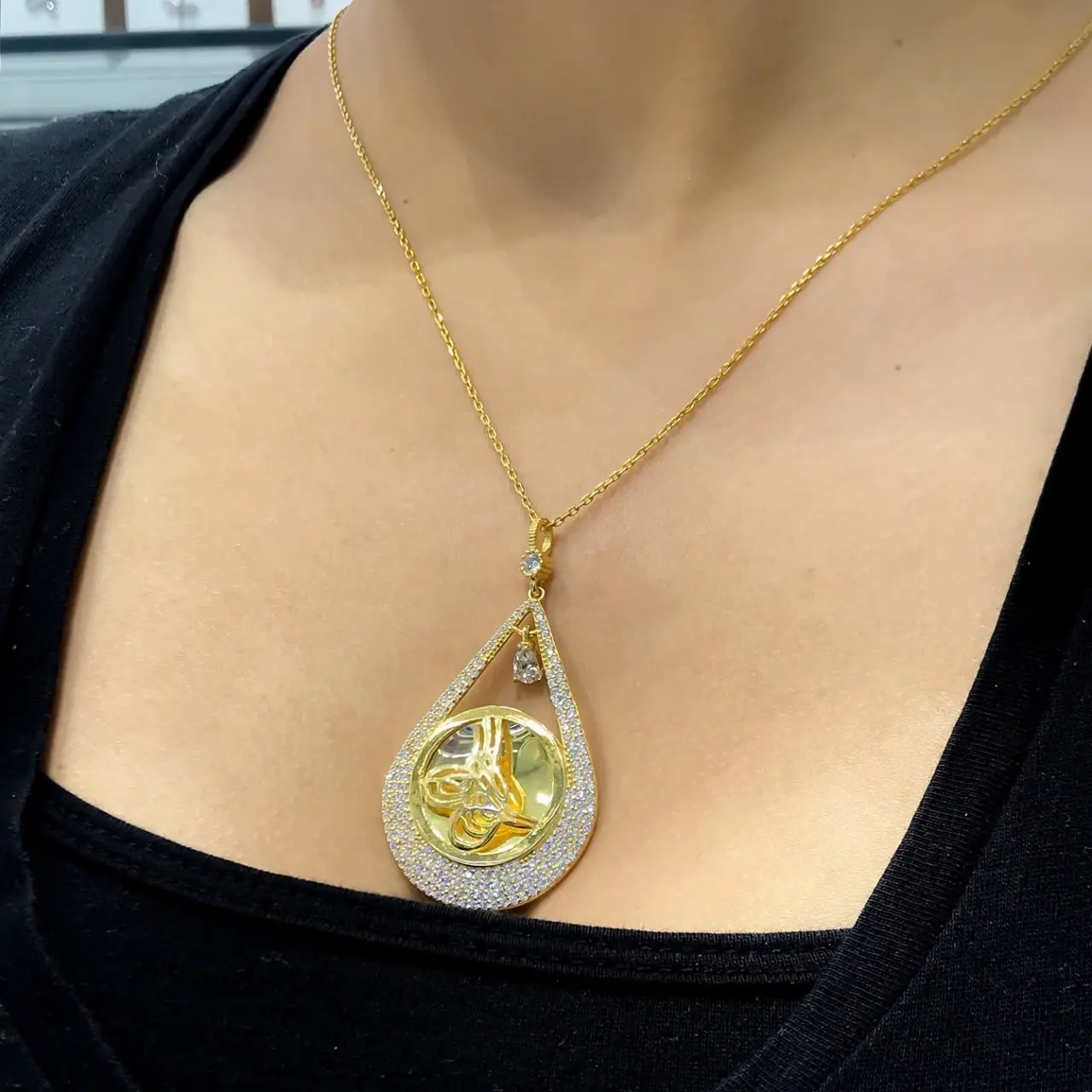 Золотая модель большой тугра платный медальон серебряное ожерелье|Цепочки| |