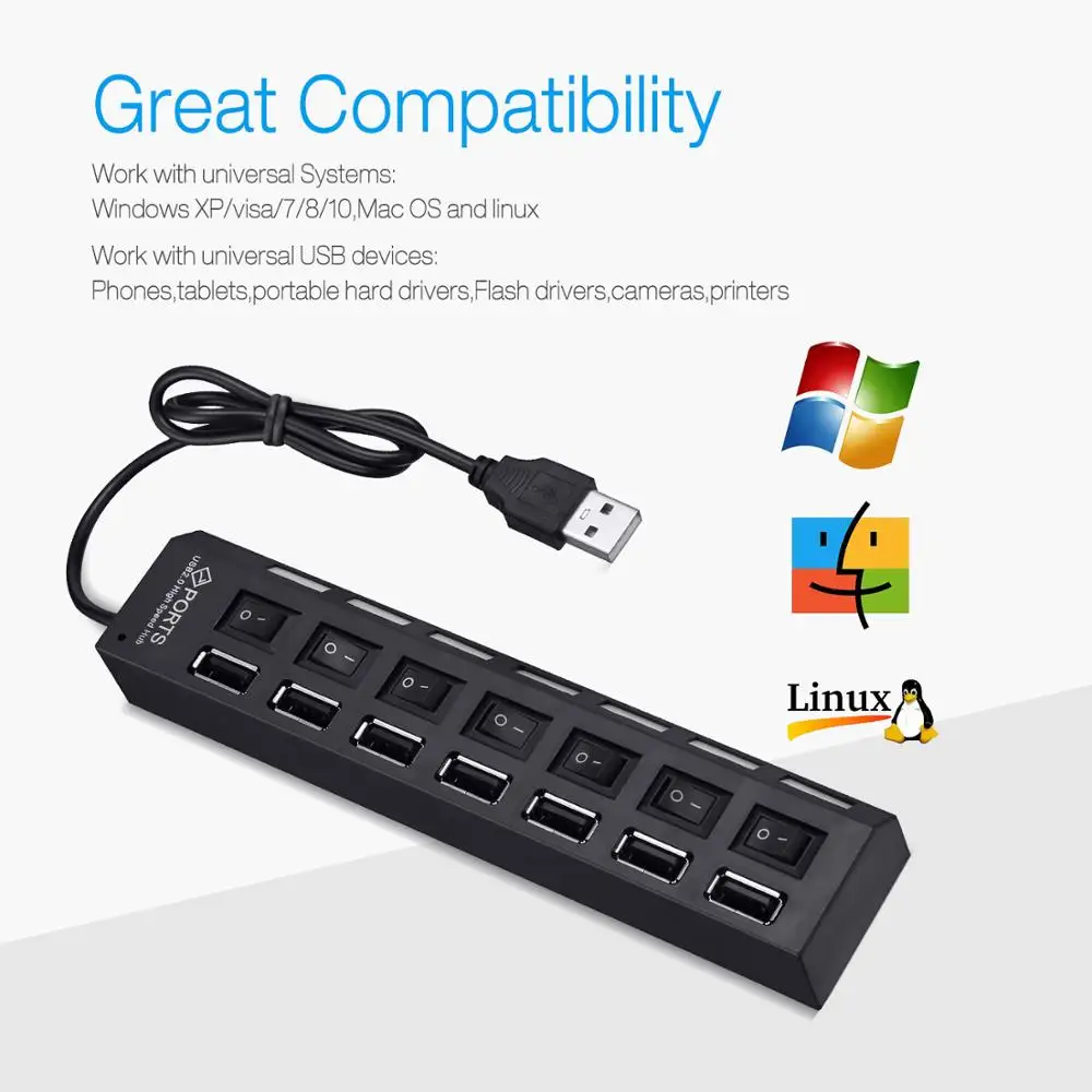 4/6/7 порт многопортовый USB настенное зарядное устройство Настольный usb-хаб