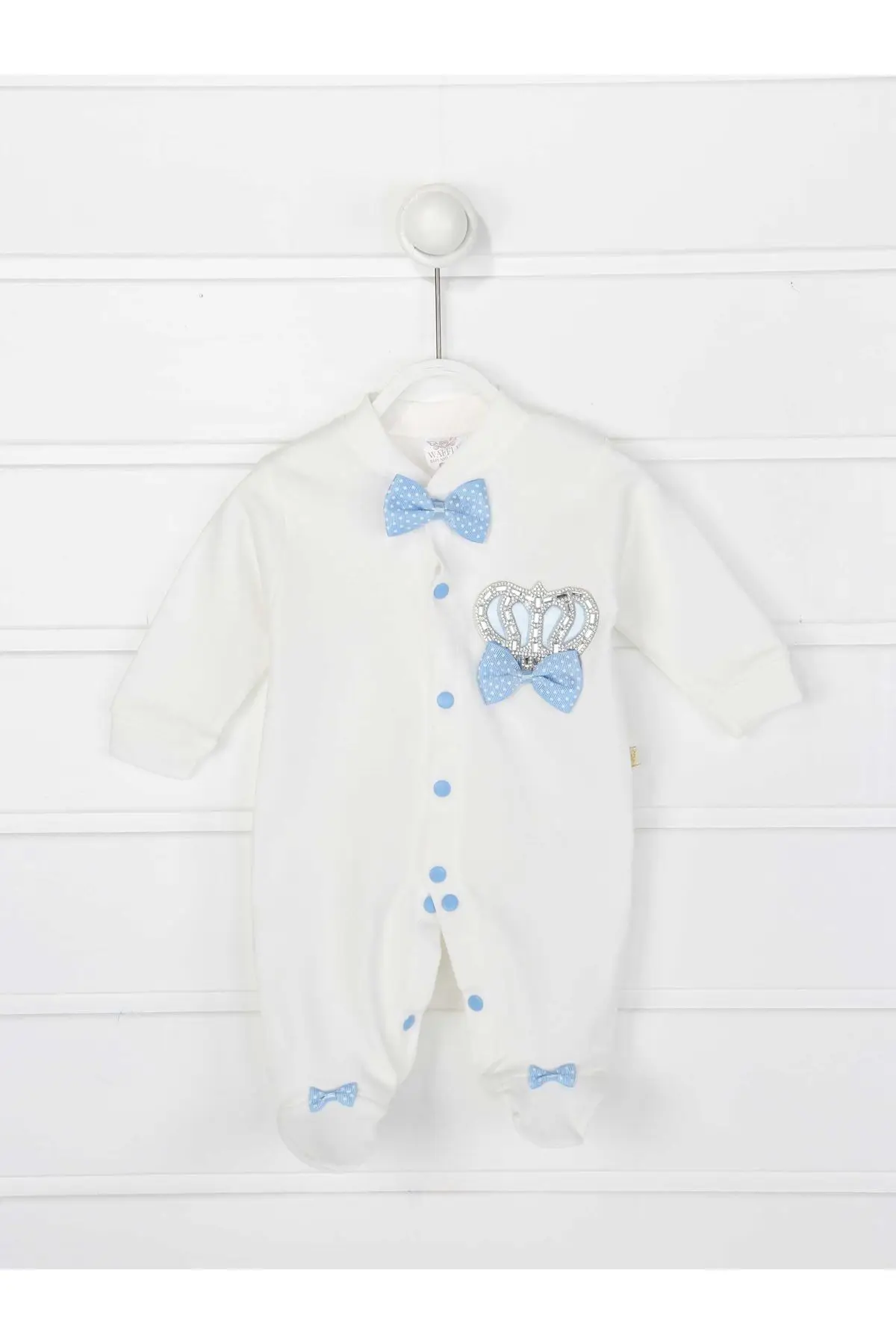 Детский комбинезон из 3 предметов с короной синего цвета для мальчиков |