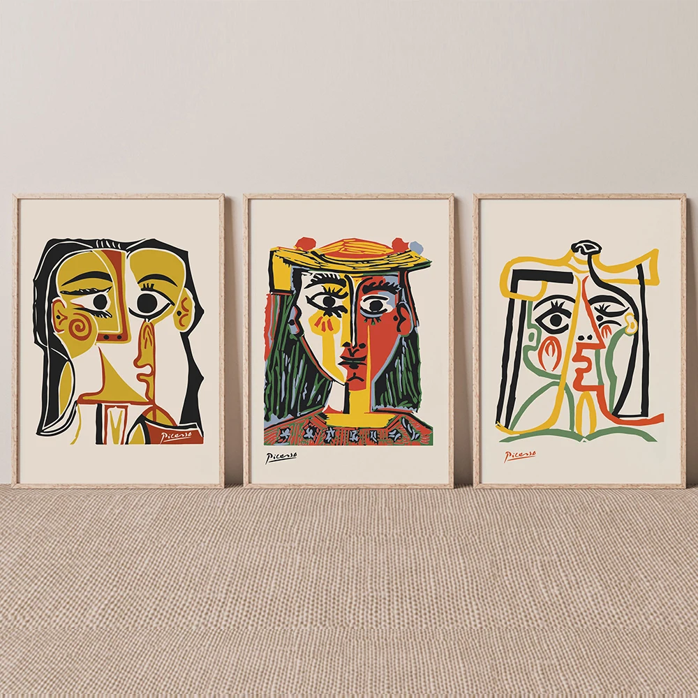 

Picasso Abstract Figures Poster Neutral Tone Girl Face Wall Art Picture Prints Canvas Painting Living Room Decoration Home Decor