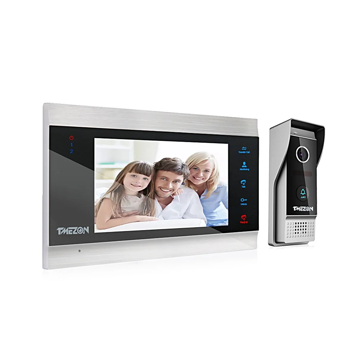 TMEZON 7 Inch TFT Wired Video Intercom System with 1080P Camera,Support Recording / Snapshot Doorbell