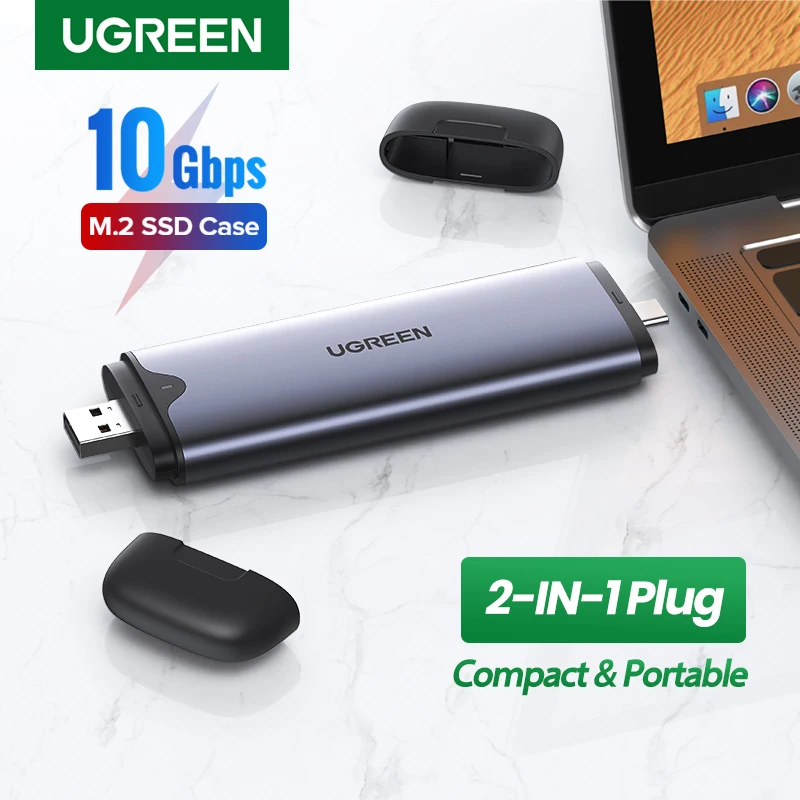 

UGREEN SSD Case 10Gbps M.2 NVMe SATA To USB C 3.1 Gen 2 USB 3.0 2-in-1 Adapter For M-Key PCIe B-Key NGFF M2 SSD Hard Drive Case