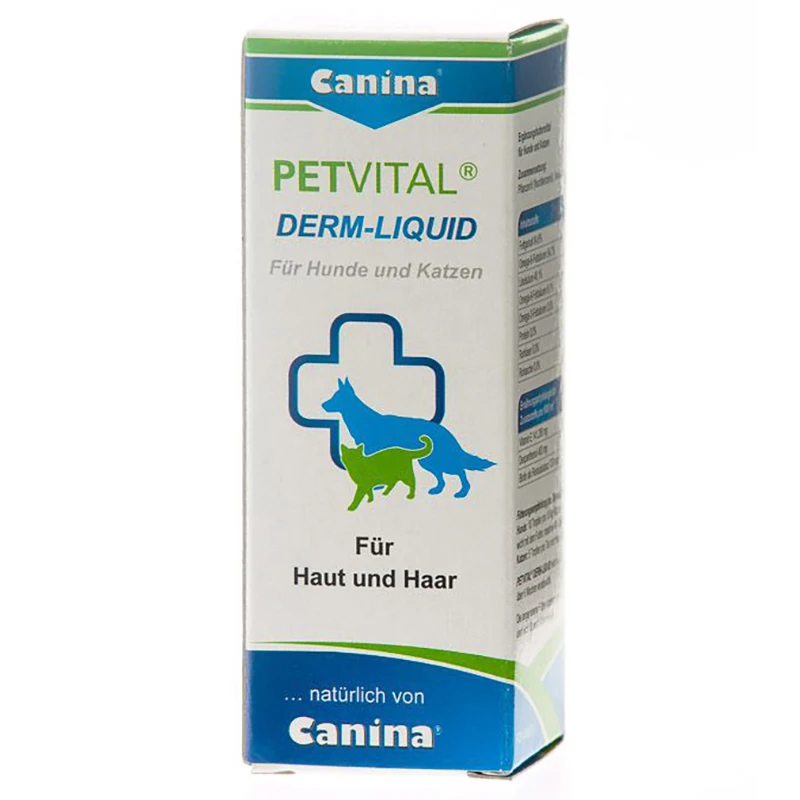 Фото Canina PETVITAL Derm Liquid, Дерм Ликвид, добавка с жирными кислотами, в каплях, для кошек и собак №1