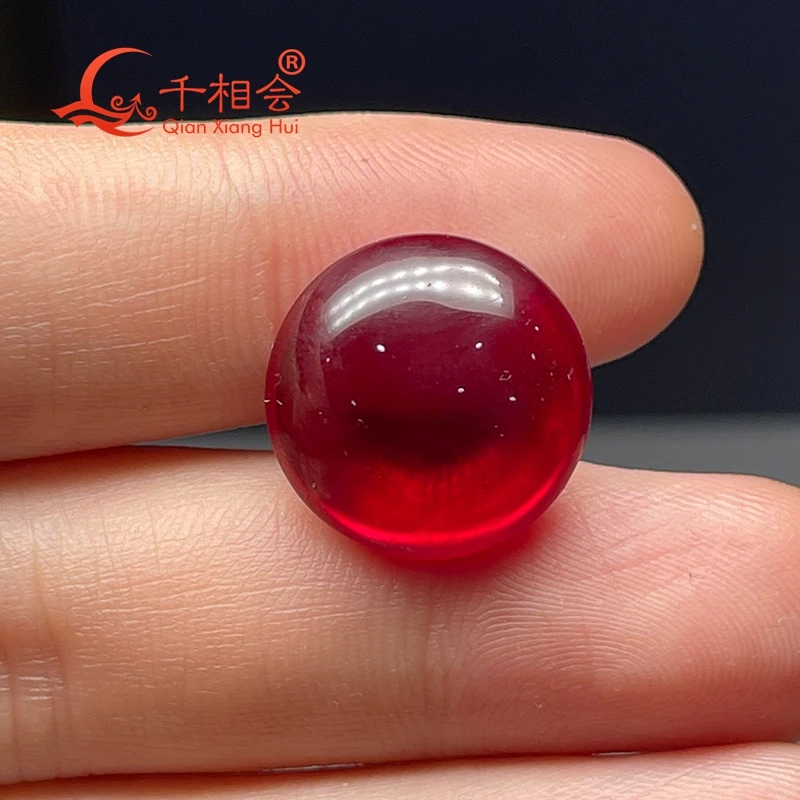 18mm double cabochon round shape artificial  ruby red color corundum without hole loose gemstone