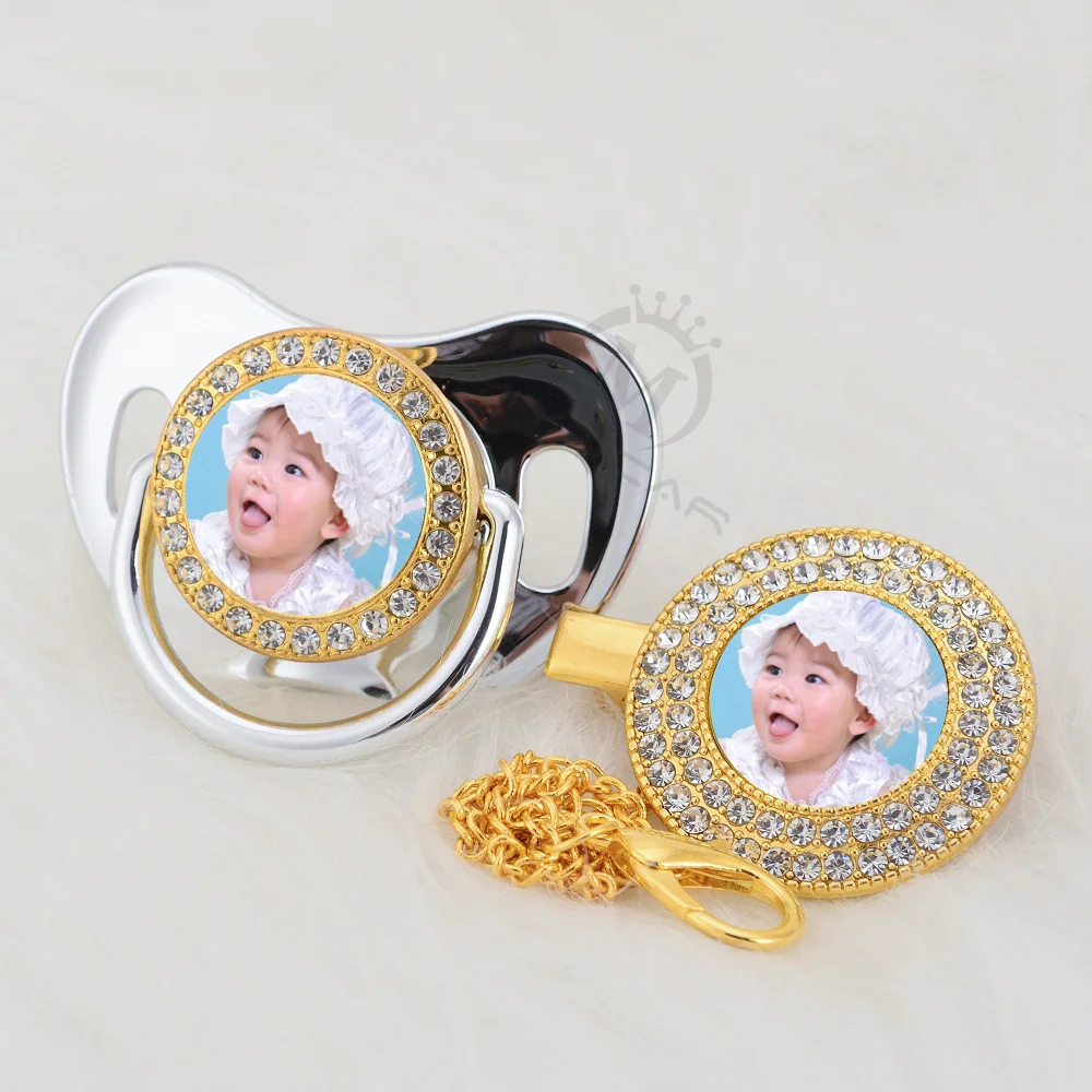 Золотая Соска-пустышка миокар с фотографией имени под заказ без бисфенола А |