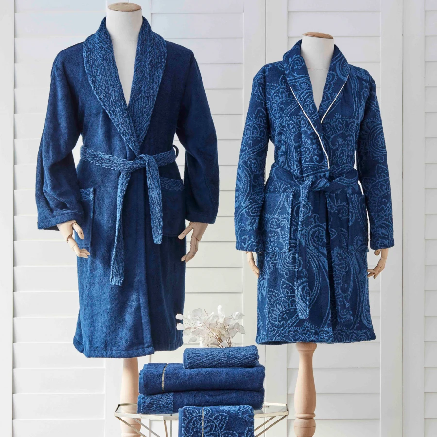 

Venita Navy Blue 6 Pieces Lux Private Family Bathroom Set / Made in Turkey