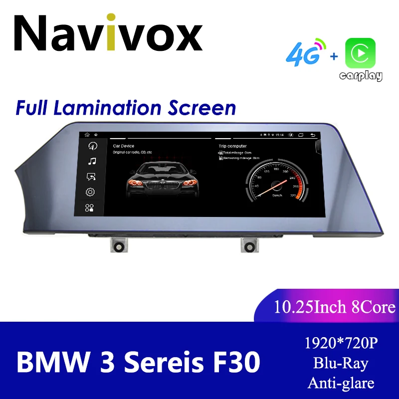 Navivox 2K HD Car Rear View Monitor For BMW 3/4 Series F30 F31 F34 F32 F33 F36 2013-2017 NBT Full Lamination Blade Screen 4G SWC