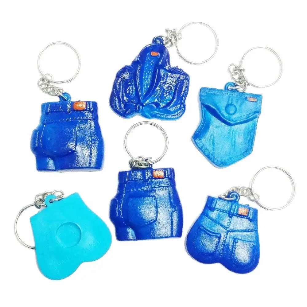 4 шт. ВИНТАЖНАЯ ДЖИНСОВАЯ серия с кольцом для ключей 624 ретро модные ювелирные