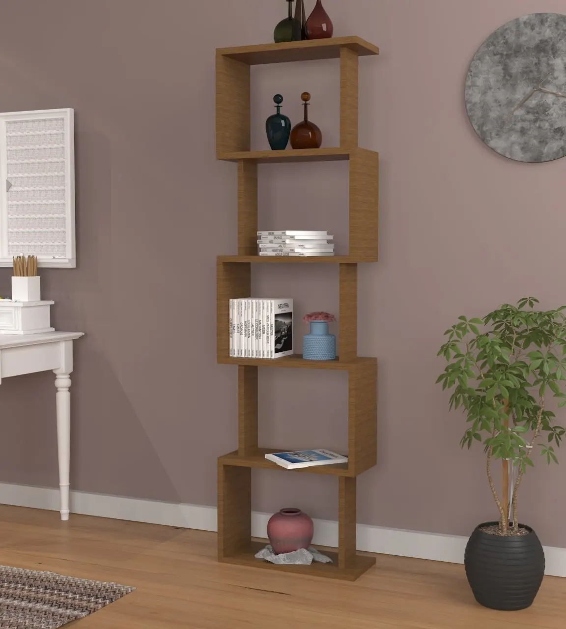 Five Section Bookcase Home Furniture Living Room Furniture Decorative Bookcase Mureo Decorative Bookcase Walnut халат домашний five wien home five wien home mp002xw0f4sc