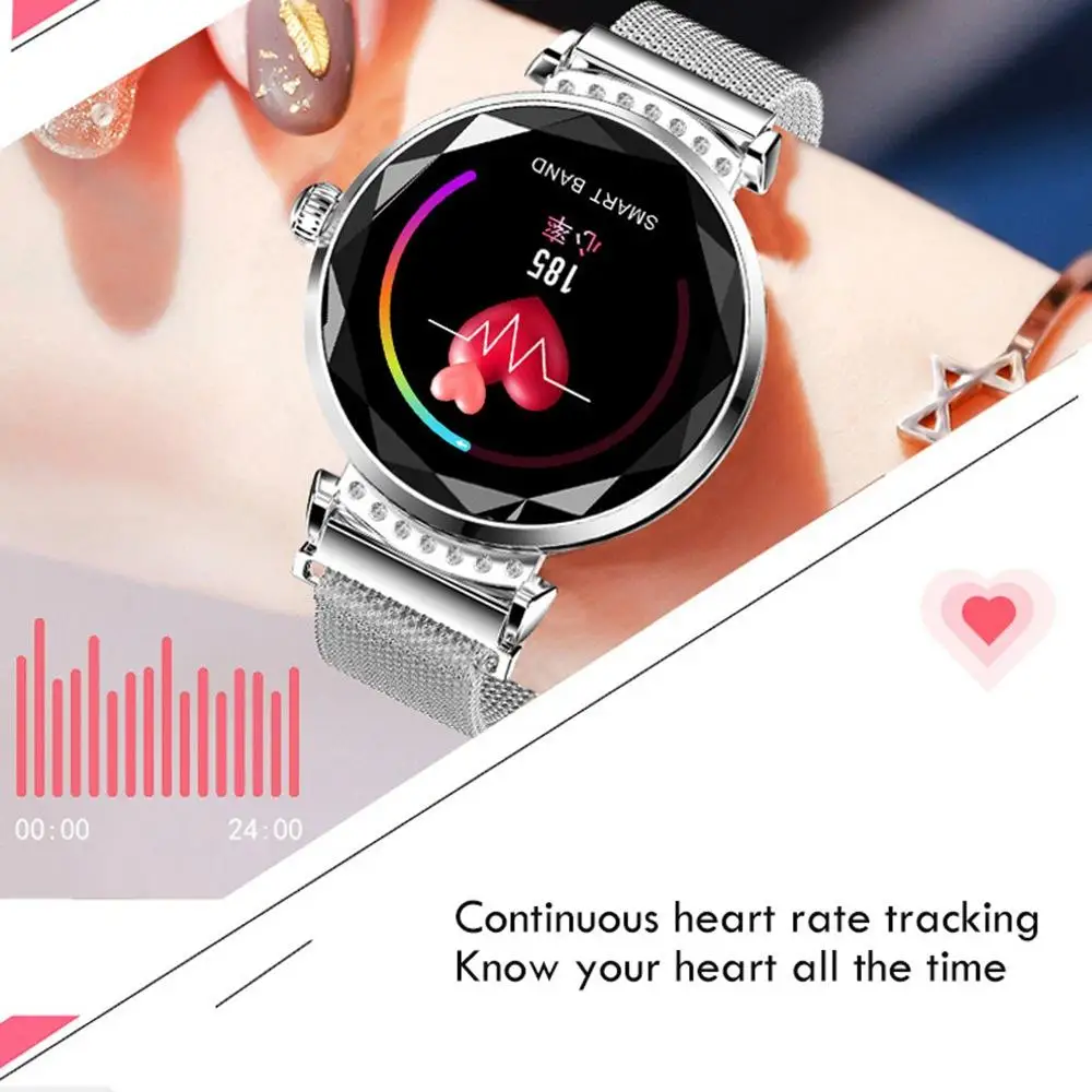 Женские смарт часы H2 со стразами (Серебристый) | Электроника