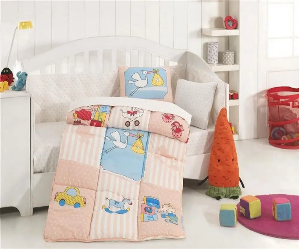 Baby Crib Bedding Bumper Set For Boy Girl Nursery Cartoon Animal Baby Cot Cotton Soft Antiallergic Made in Turkey FUN Infant