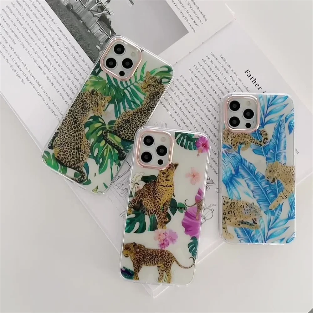

Animal Leopard phone case for iphone 13 12 11 Pro Max 7 8 Plus 12pro XR X XS protection shield soft silicone cover coque capa