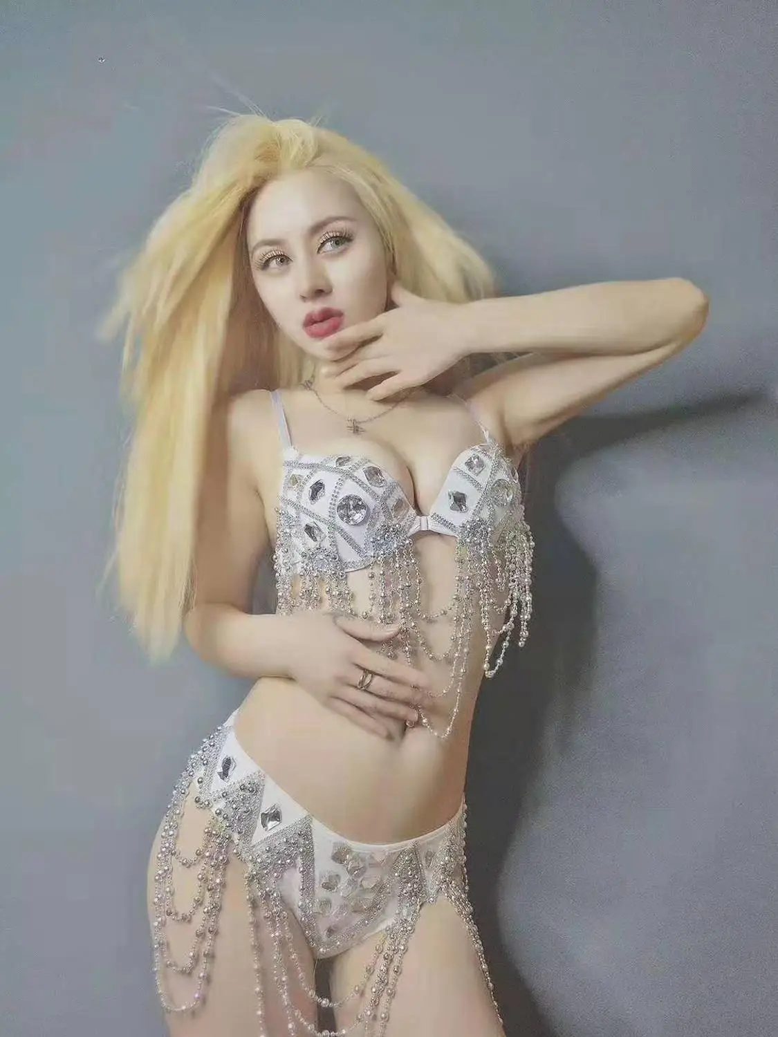 Sexy woman Crystal jumpsuit performance costume DJ model photography gogo dance stage show girl dresses outfit | Тематическая