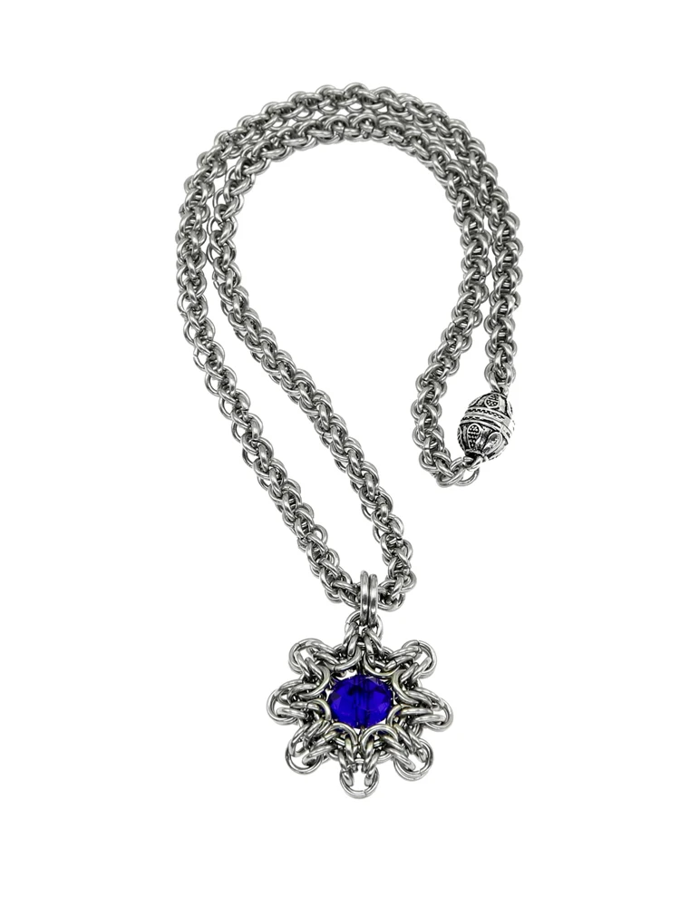 

Mavra ручной работы плетеная цепь Повседневная подвеска ожерелье с синим кристаллом металлическая цепь ювелирные изделия для женщин серебря...