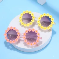 summer children sunglasses girls daisy flower edge sun glasses outdoor beach sun shades protection eyewear round frame eyaglass