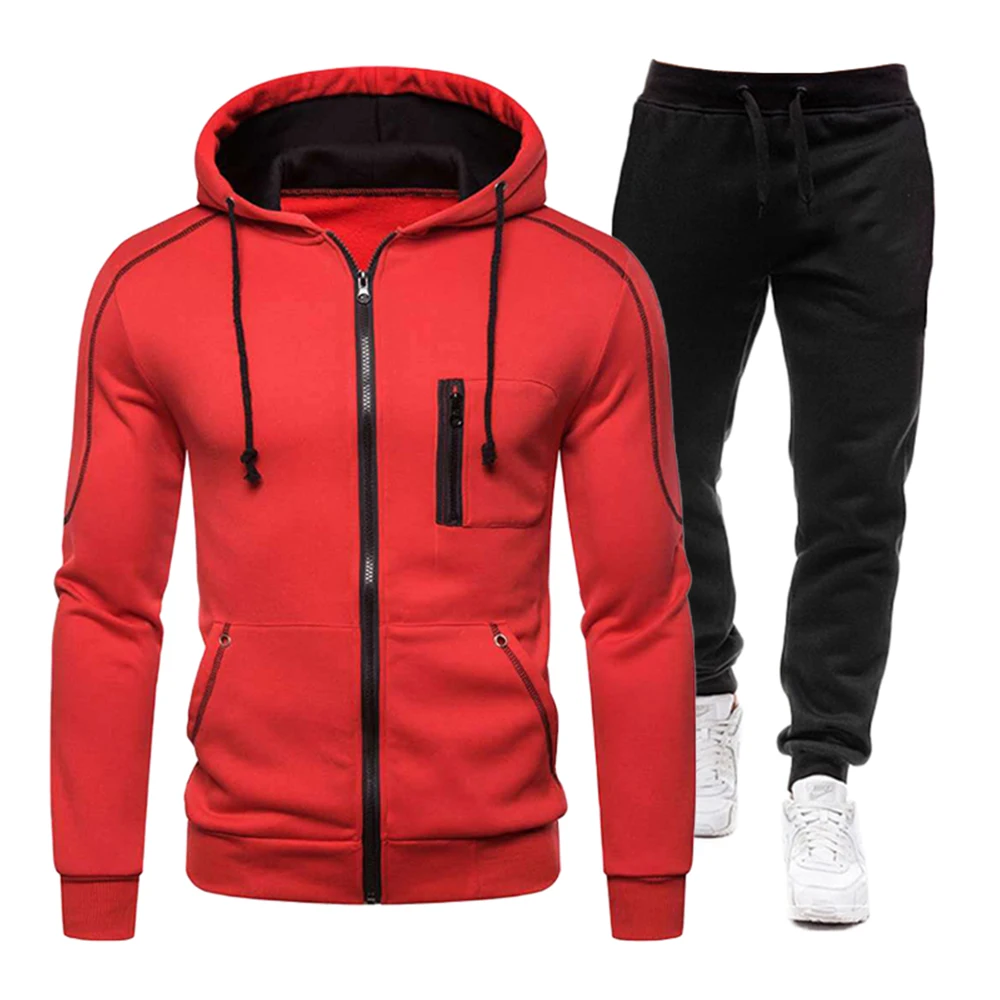 

Spring Autumn Men's Fashion Sports Tracksuit Zipper Sweatshirt Suits Cotton Loose Hundred Towers Hoodie