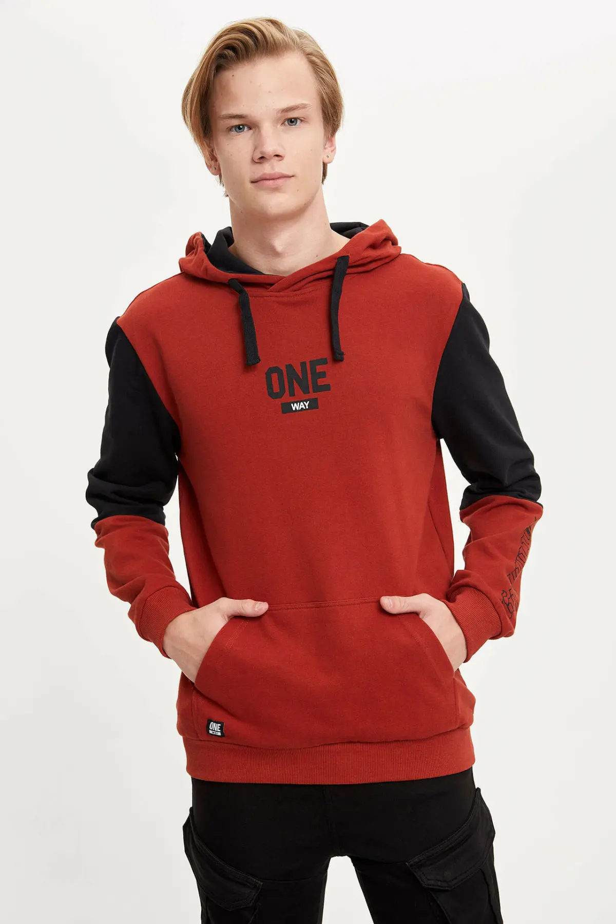 Дефакто Модные осенние толстовки мужские повседневные Лоскутные карманы для