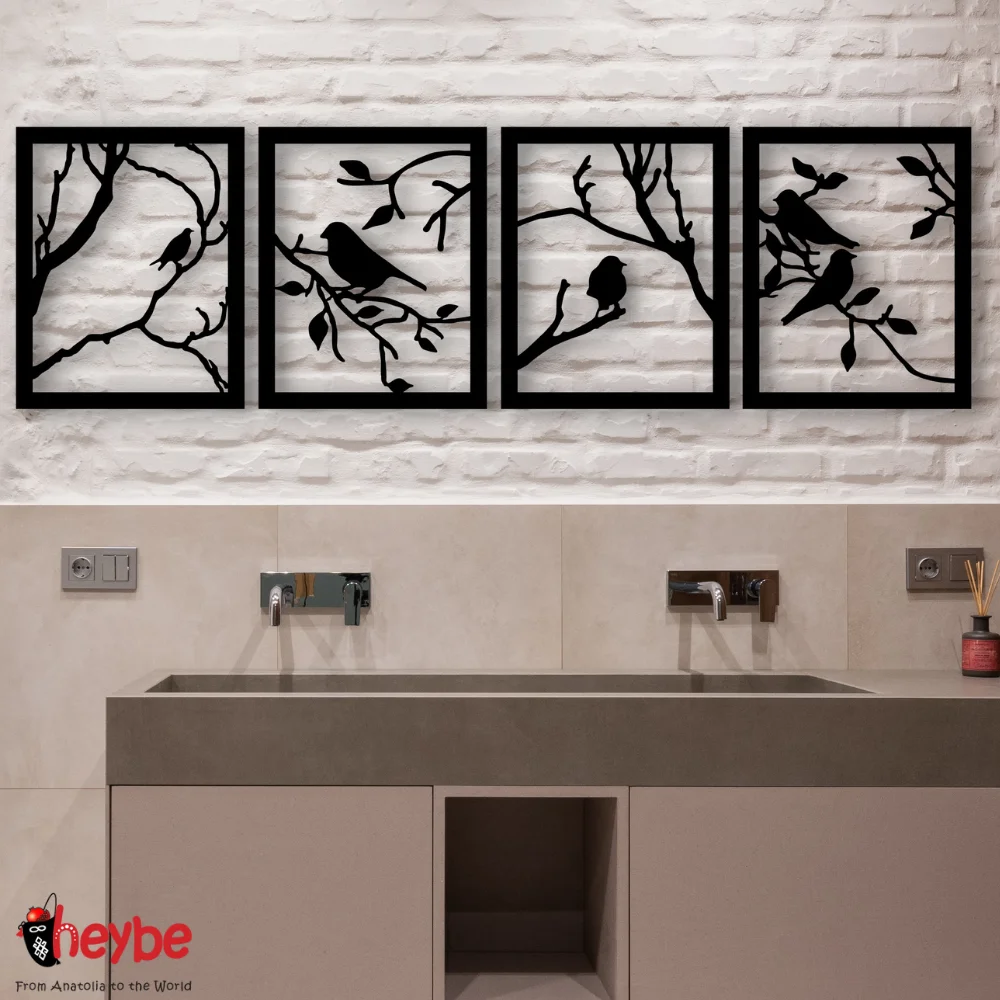 Деревянная рама с веткой птицы Набор Настенное художественное оформление Идеи