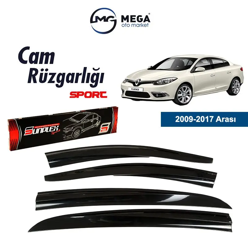 Для Renault Fluence (2009 2017) спортивное ветровое дефлекторное фортепиано черное 4 шт.