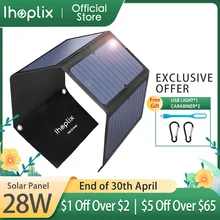 IHOPLIX 28W Foldable Portable Solar Charger with QC 3.0 Quick Charging 3 USB Port for Cell Phone iPhone iPad Samsung Tablet