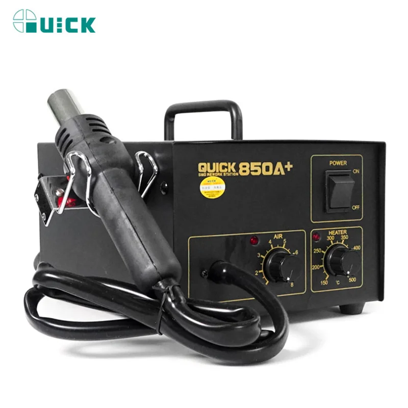

Original Quick850D Soldering Station for smd led Hot air welding station Heater Helical Wind Air Gun Hot Rework Station Tools