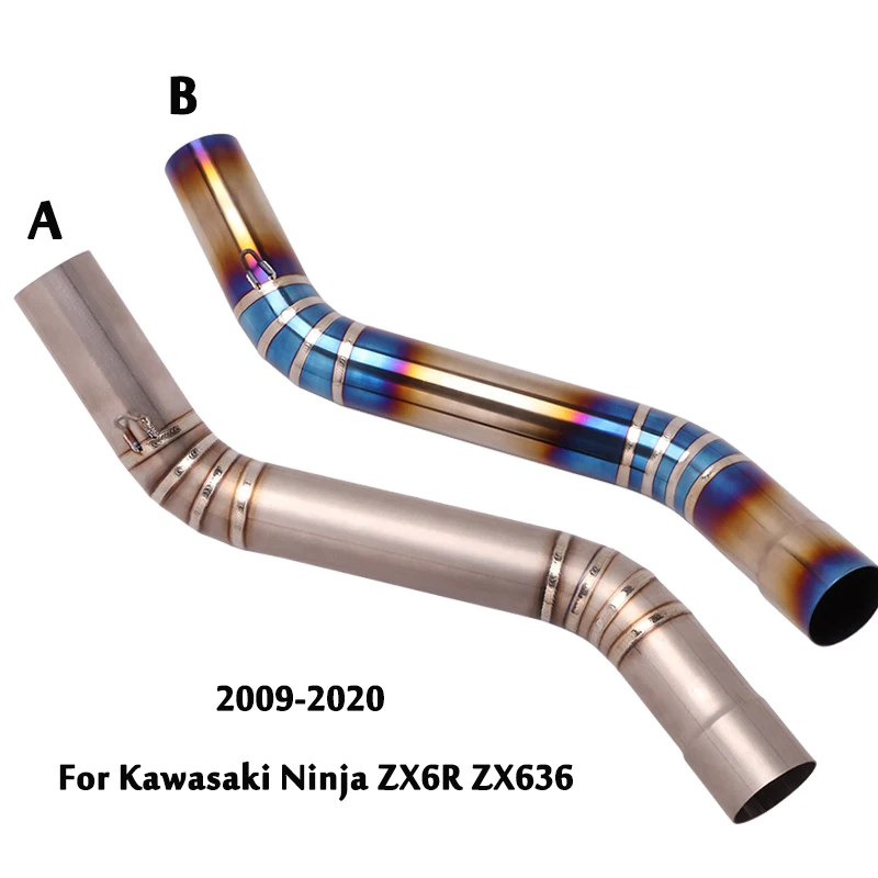 Motorcycle Exhaust Mid Link Pipe Slip On Connecting Tube Titanium Alloy Escape 51mm For Kawasaki Ninja ZX6R ZX636 2009-2020