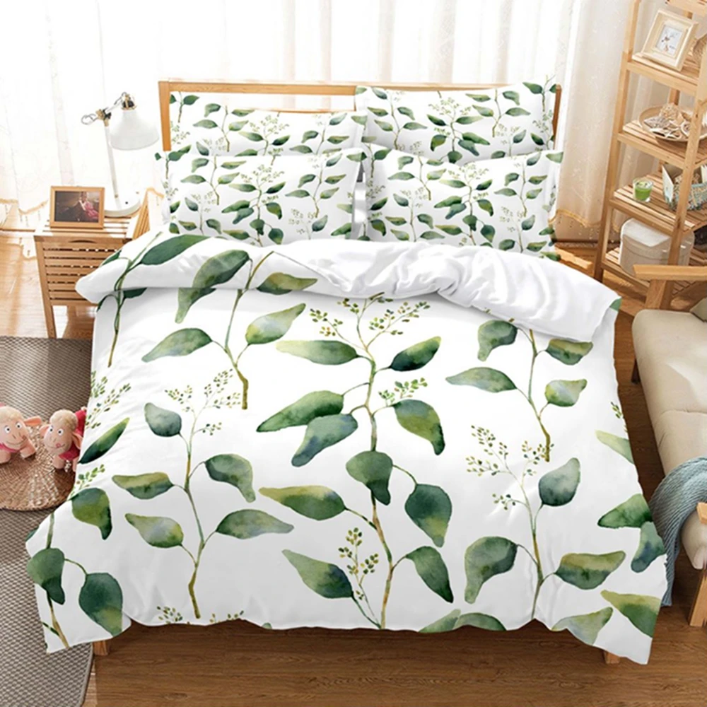 

Duvet Cover Queen Bedding Sets 220x240 Leaves Black Blue CoupleBed Quilt Single Comforter Sets Bedclothes 3d No Bed Linen