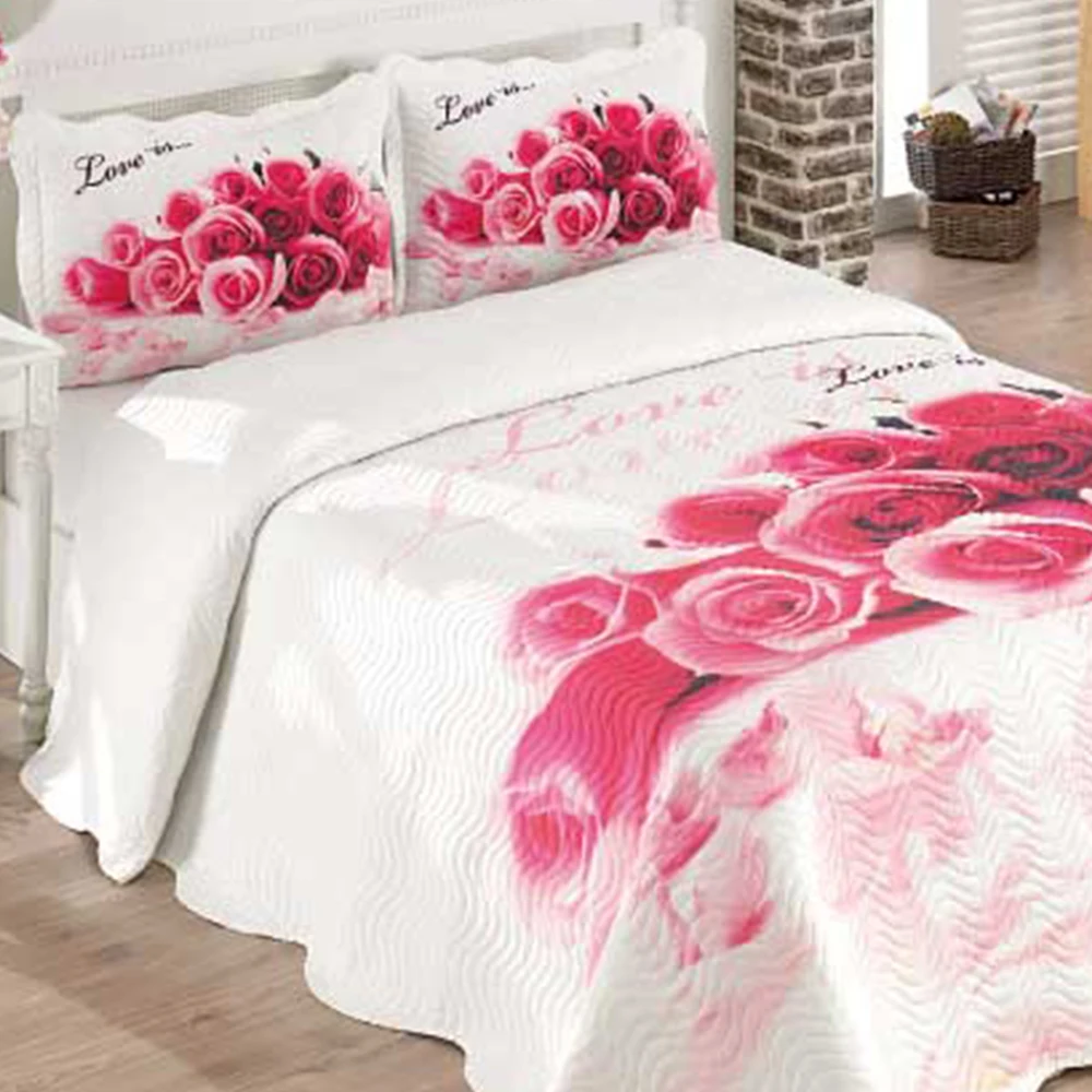 My blanket Love Double Quilted Bed Cover Digital Printing Yıkabilir Fabric Breathable feature can Be Ironed on Discounted Price | Дом и сад