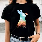 Женская футболка с коротким рукавом, принтом кролика