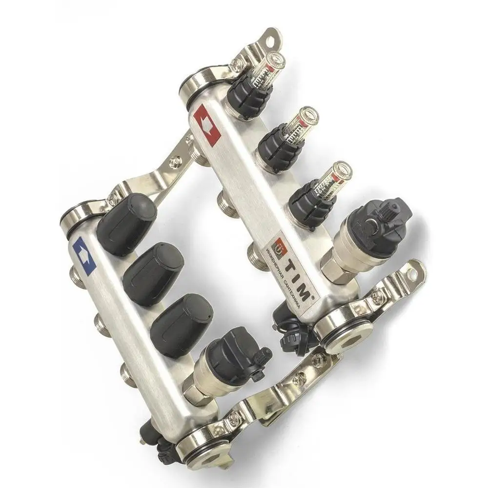 Коллекторная группа для теплого пола с расходомерами 1&quot (дюйм) от 2-12 ходов 3/4&quot