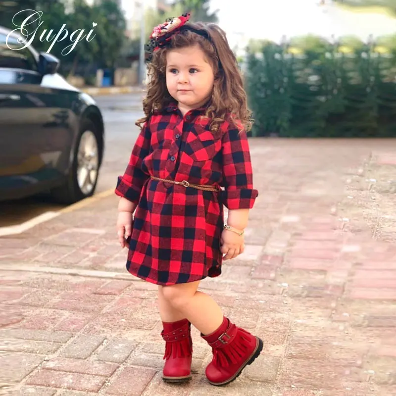 Женское рождественское платье для новорожденных девочек красное клетчатое