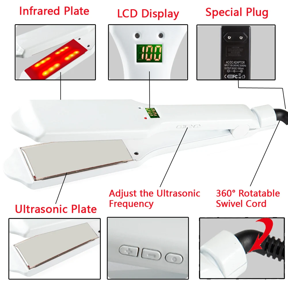 Steam Hair Straightener Cold Mist Care Irons Infrared and Ultrasonic Flat Iron Aluminum Plate For Wet Tool | Красота и здоровье