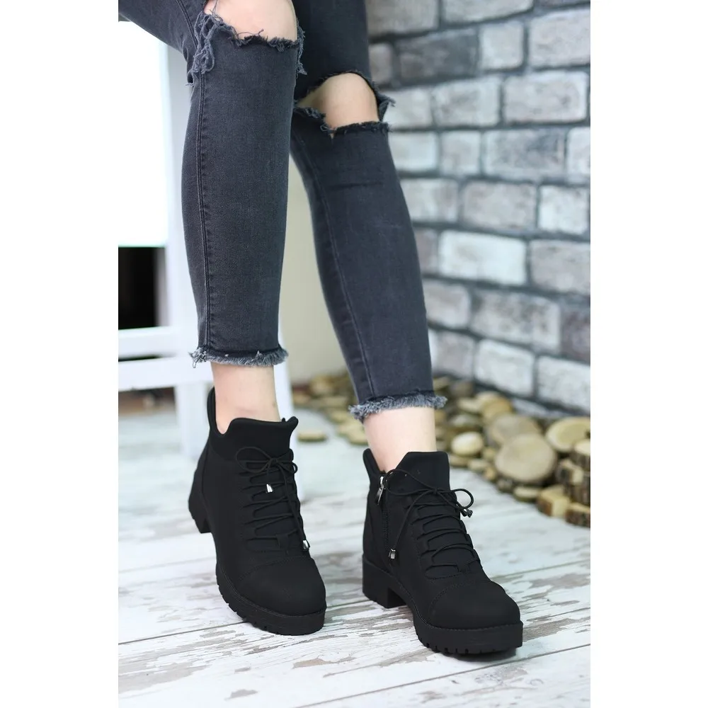 Fashion Platform Base Fragrance and Don 'T Perspire Bootie Suede Materıal Beige Layd Shoes Non-Slip Sole Round Toe With elastic Band And