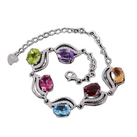 kjjeaxcmy boutique jewelry 925 sterling silver natural topaz olivine 6 gem multi gem ladies and girls bracelet