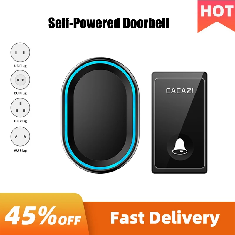 

Wireless Smart Home Doorbell Self-Powered Chime Timbre Inteligente Ringbell Remote Control Waterproof Elderly Pager Door Bell
